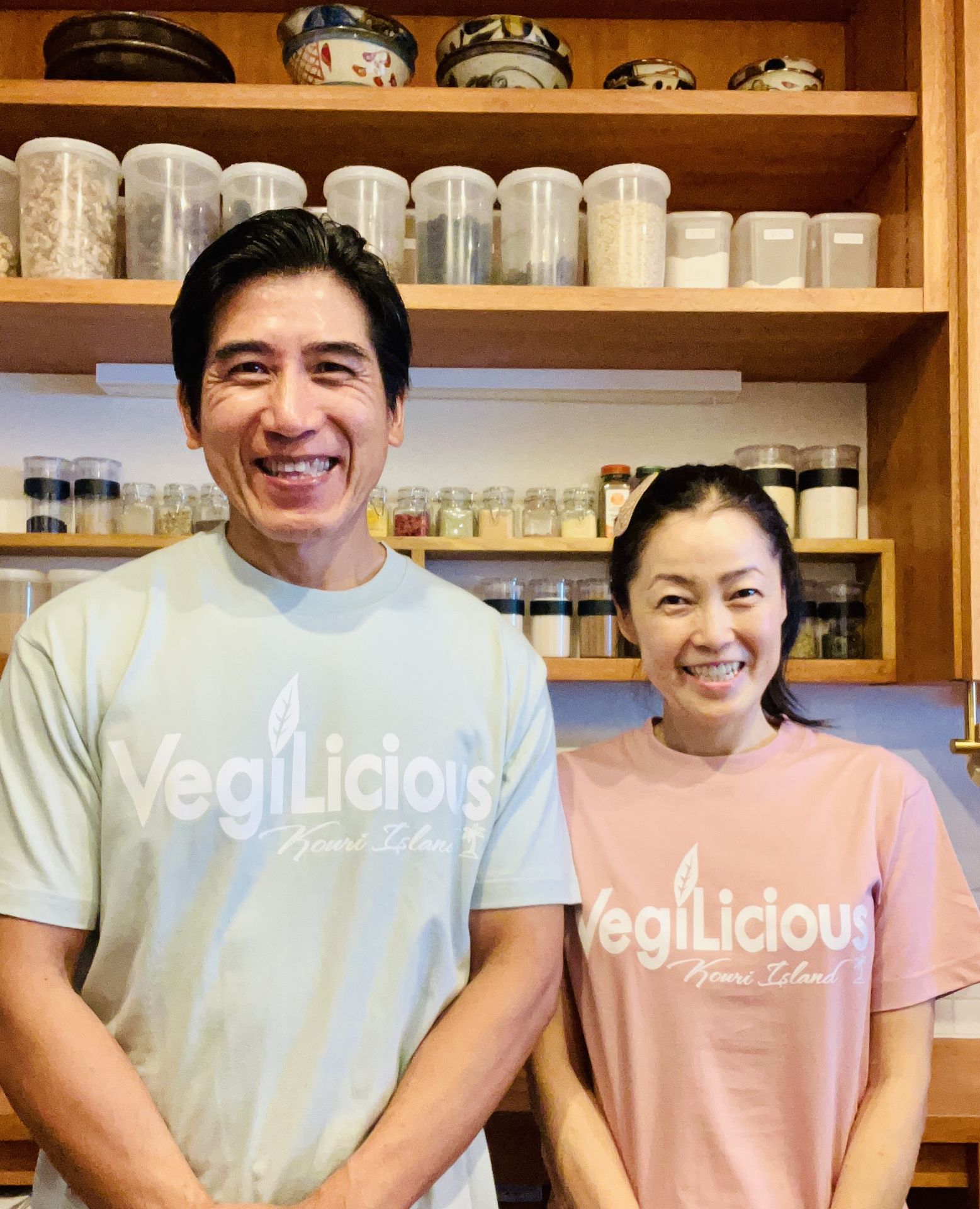 Akira and Ana welcoming guests at VegiLicious