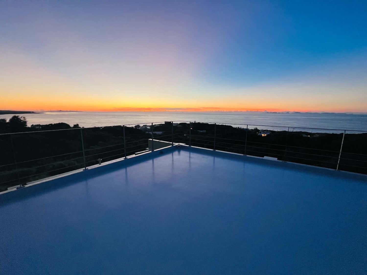 Panoramic sunset rooftop view